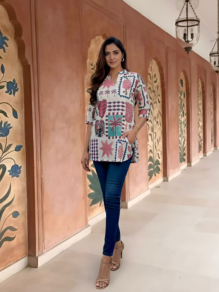 Cotton Flex printed short kurta