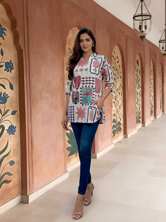 Cotton Flex printed short kurta