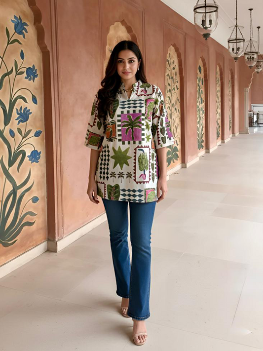 Cotton Flex printed short kurta