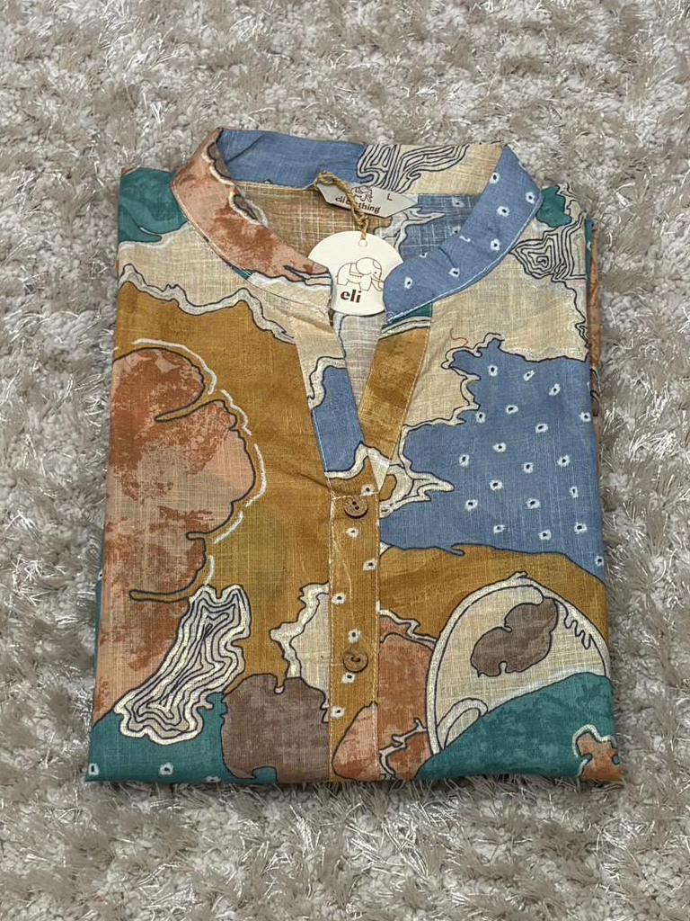 Cotton Linen Floral Short kurta