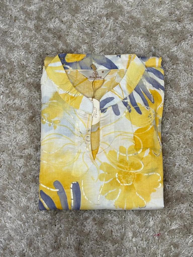 Cotton floral printed short kurta