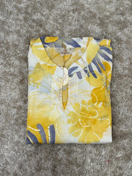 Cotton floral printed short kurta