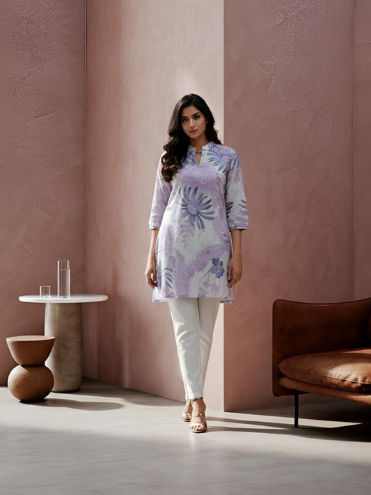 Cotton floral printed short Kurta