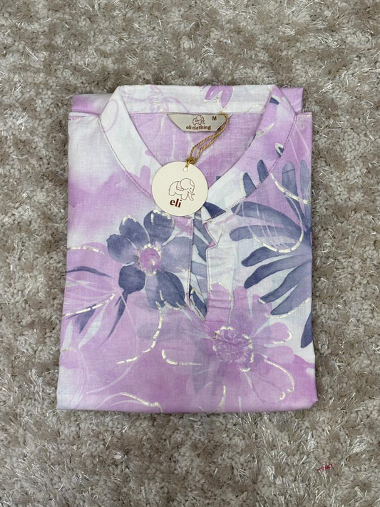 Cotton floral printed short Kurta