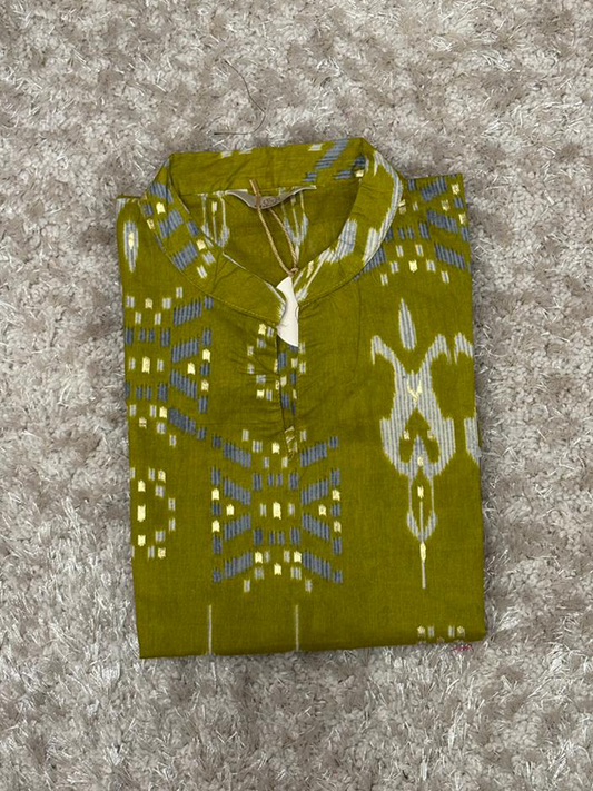 Cotton Ikat Printed Short Kurta