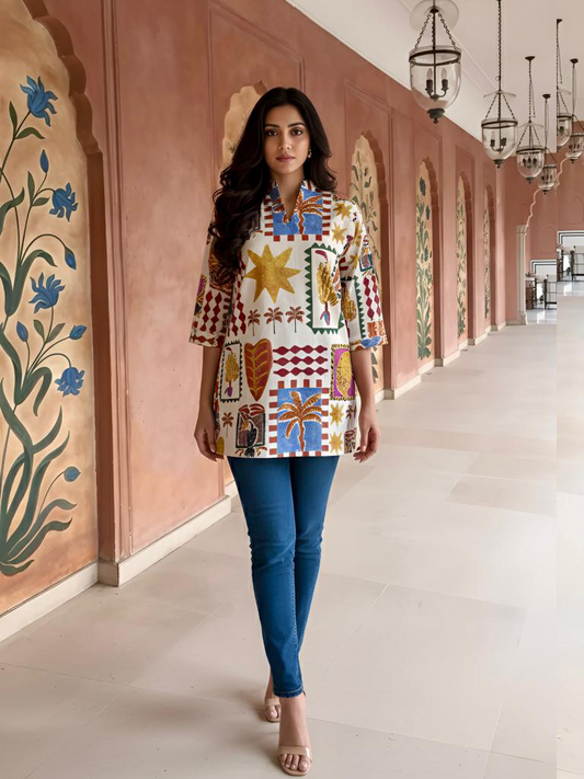 Cotton Flex printed short kurta