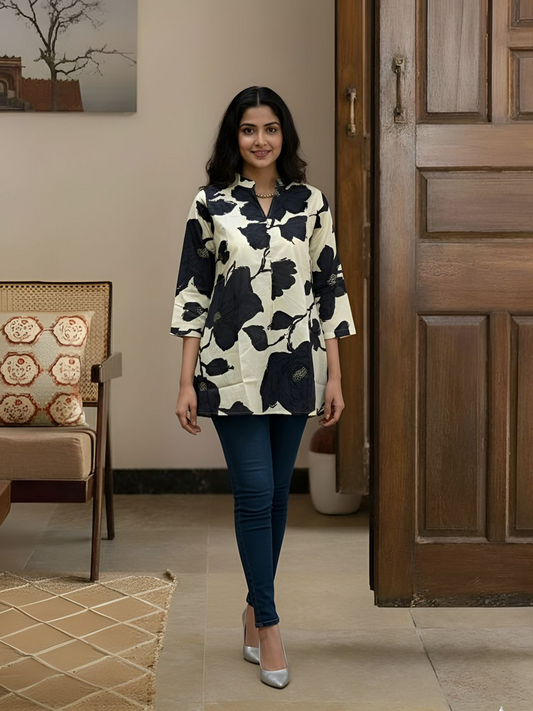 Cotton Floral printed short kurta
