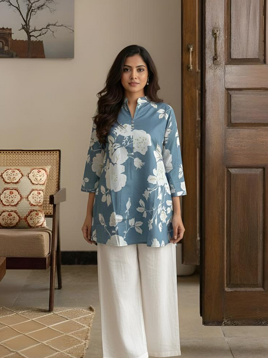 Cotton Floral printed short kurta